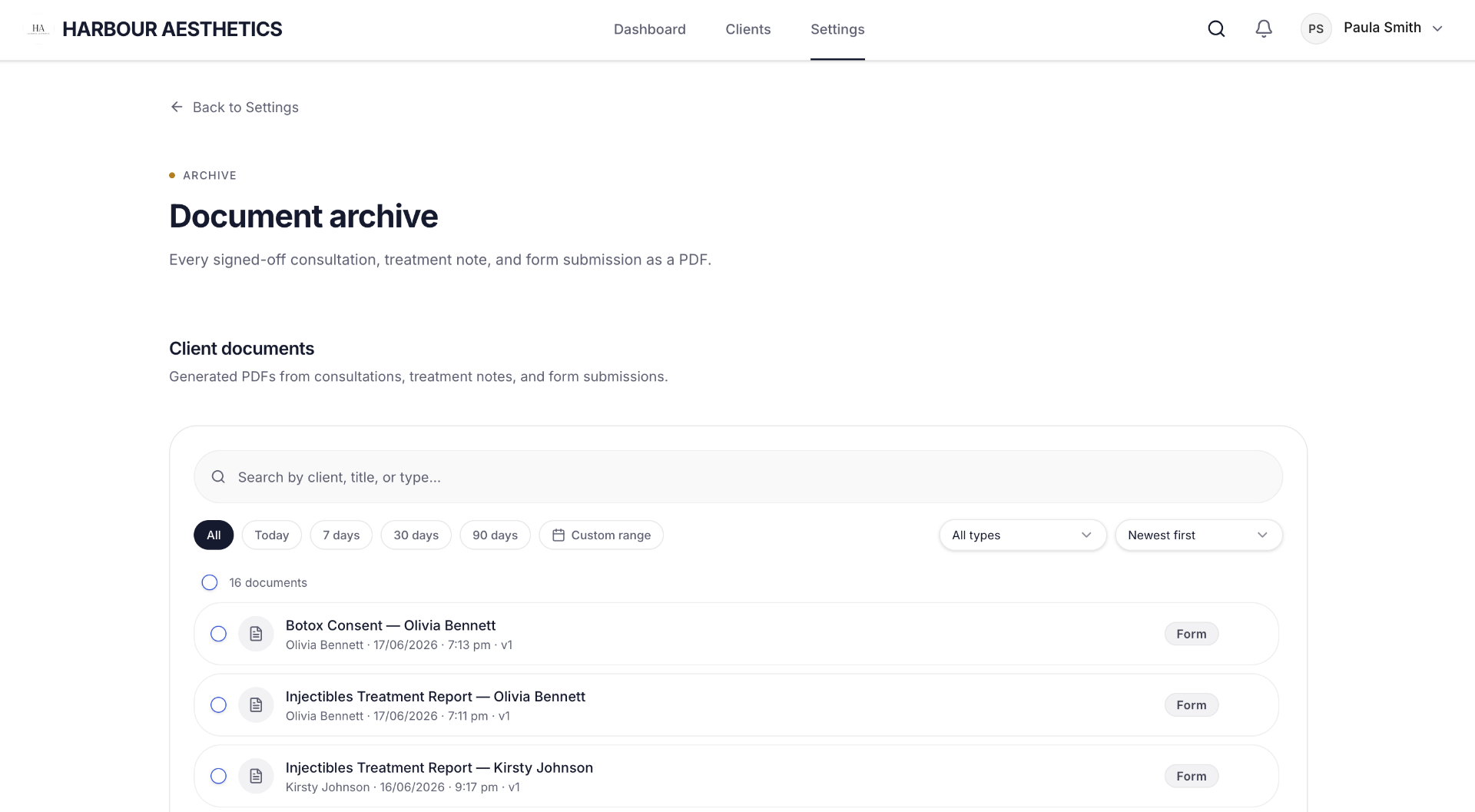 Document archive